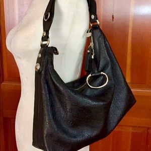 Gucci Black Guccissima Icon Bit Hobo handbag